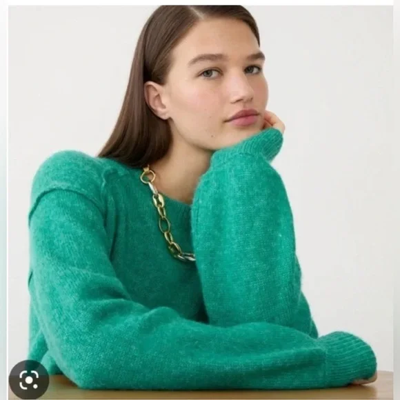 J.Crew Relaxed Pullover Sweater Merino/Alpaca Blend Kelly Green,Small - Picture 1 of 8